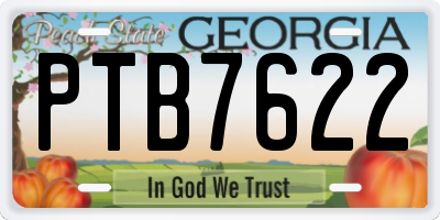 GA license plate PTB7622