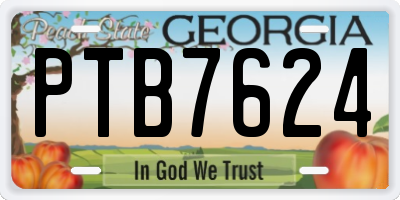 GA license plate PTB7624
