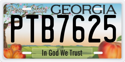 GA license plate PTB7625
