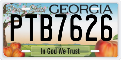 GA license plate PTB7626
