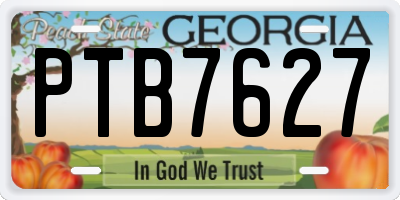 GA license plate PTB7627