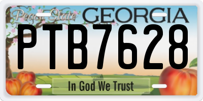 GA license plate PTB7628