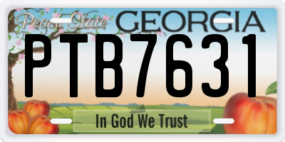 GA license plate PTB7631