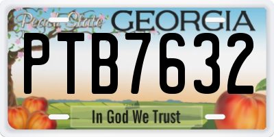 GA license plate PTB7632