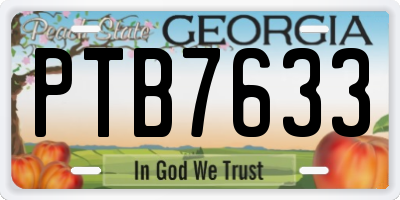 GA license plate PTB7633