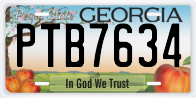 GA license plate PTB7634