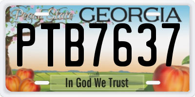 GA license plate PTB7637