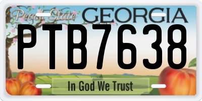 GA license plate PTB7638