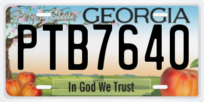 GA license plate PTB7640