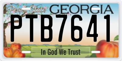 GA license plate PTB7641