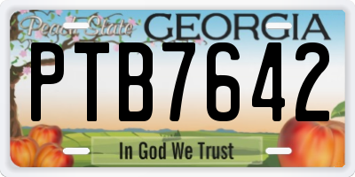 GA license plate PTB7642