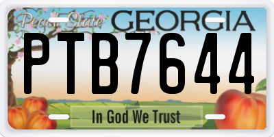GA license plate PTB7644