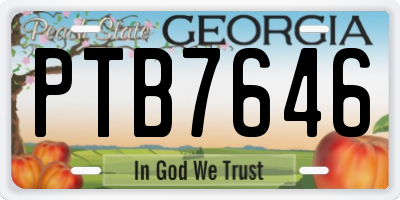GA license plate PTB7646
