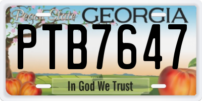 GA license plate PTB7647
