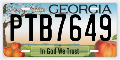 GA license plate PTB7649