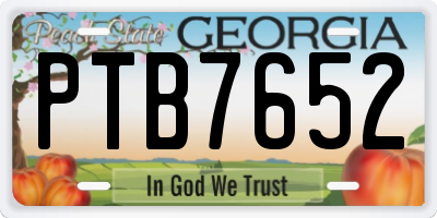 GA license plate PTB7652