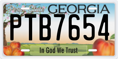 GA license plate PTB7654