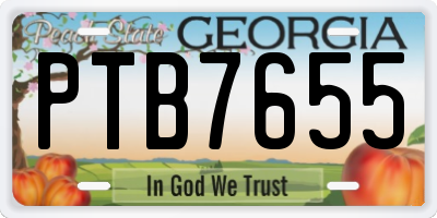 GA license plate PTB7655