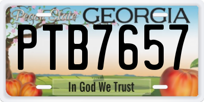 GA license plate PTB7657