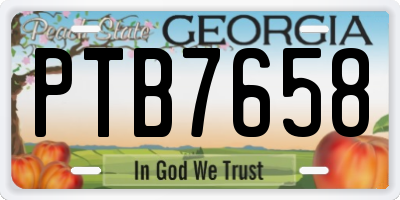 GA license plate PTB7658