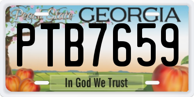 GA license plate PTB7659