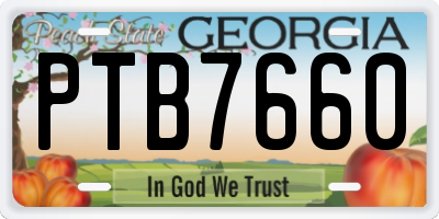 GA license plate PTB7660