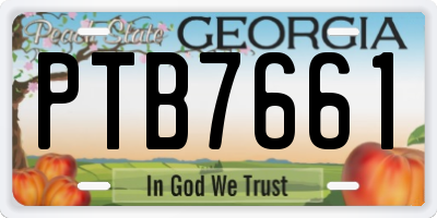 GA license plate PTB7661