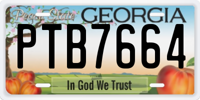 GA license plate PTB7664