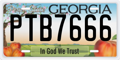 GA license plate PTB7666