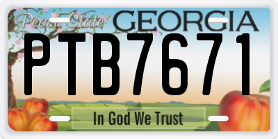 GA license plate PTB7671