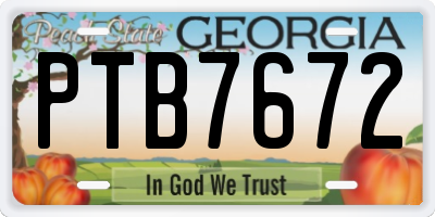 GA license plate PTB7672