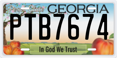 GA license plate PTB7674
