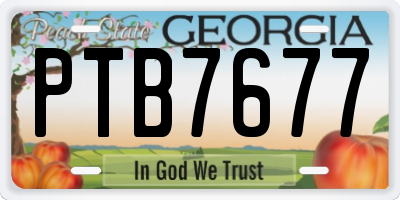 GA license plate PTB7677