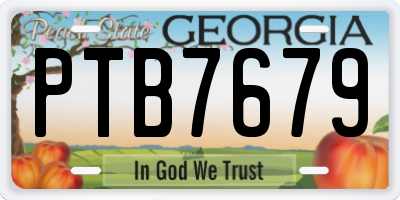 GA license plate PTB7679