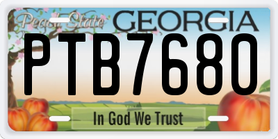 GA license plate PTB7680