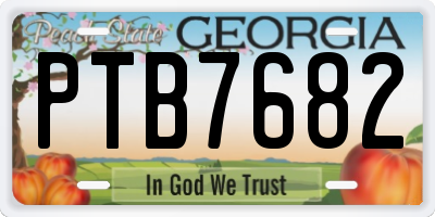 GA license plate PTB7682