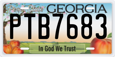 GA license plate PTB7683