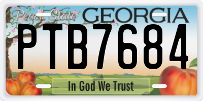 GA license plate PTB7684