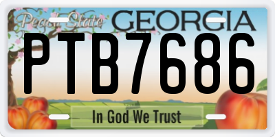 GA license plate PTB7686