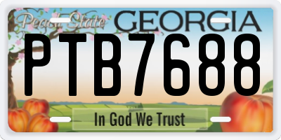 GA license plate PTB7688