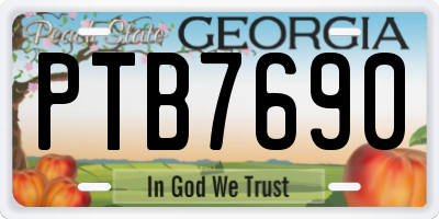 GA license plate PTB7690
