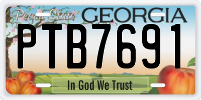 GA license plate PTB7691