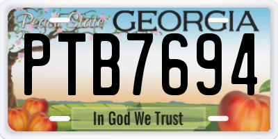GA license plate PTB7694