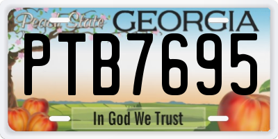 GA license plate PTB7695