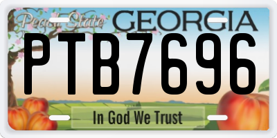 GA license plate PTB7696