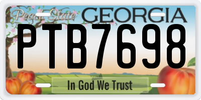 GA license plate PTB7698