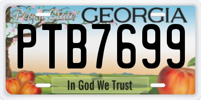 GA license plate PTB7699