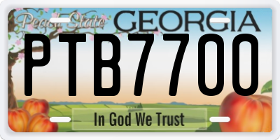 GA license plate PTB7700