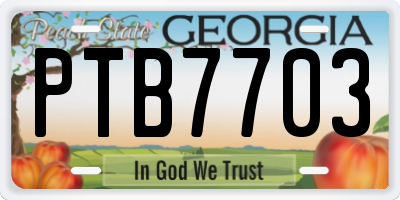 GA license plate PTB7703