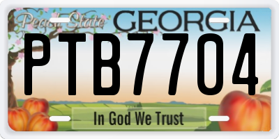 GA license plate PTB7704